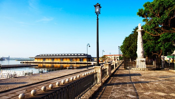 Observando la Avenida del Puerto desde la Alameda de Paula.